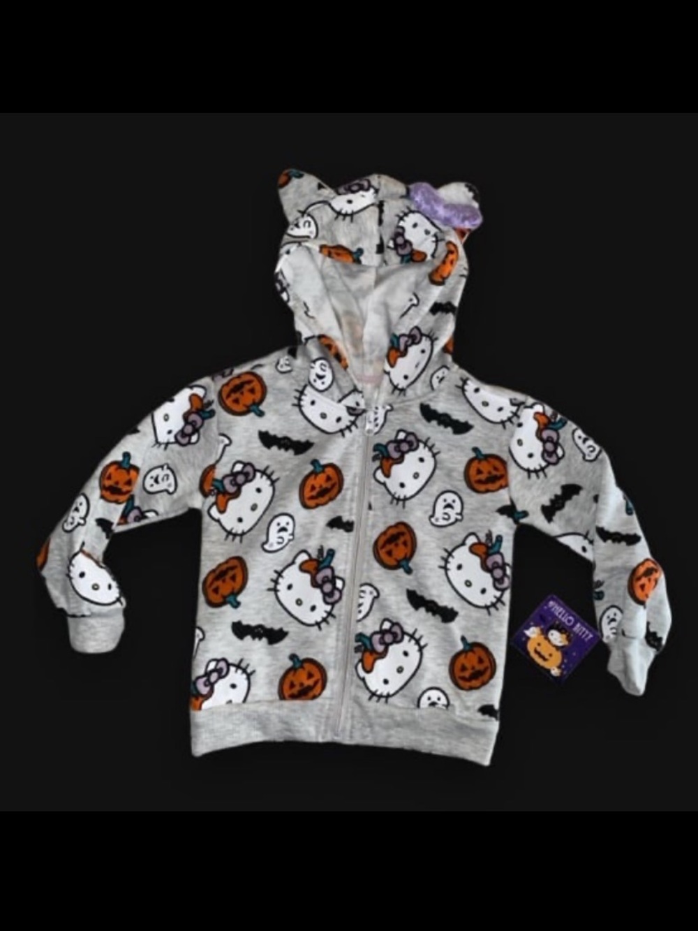 Hello Kitty Halloween Hoodie Jacket - Gray, Orange & Purple